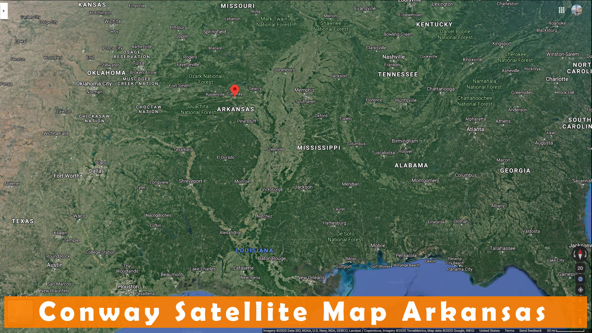 Conway Satellite Carte Arkansas